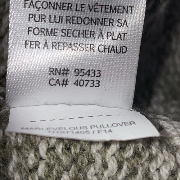 Horny Toad Sweater Womens Small 100% Merino Wool Gray Cream Hi-low Elbow Patch - Picture 8 of 8